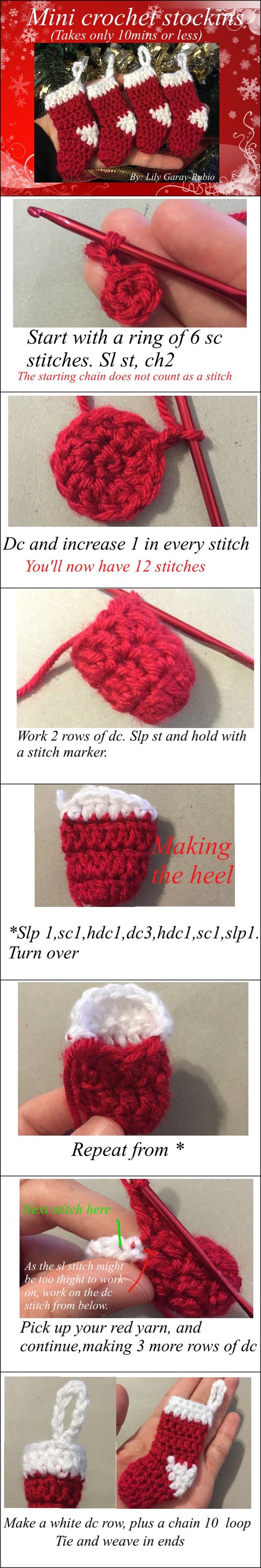 Mini Christmas Stockings Crochet Pattern. 