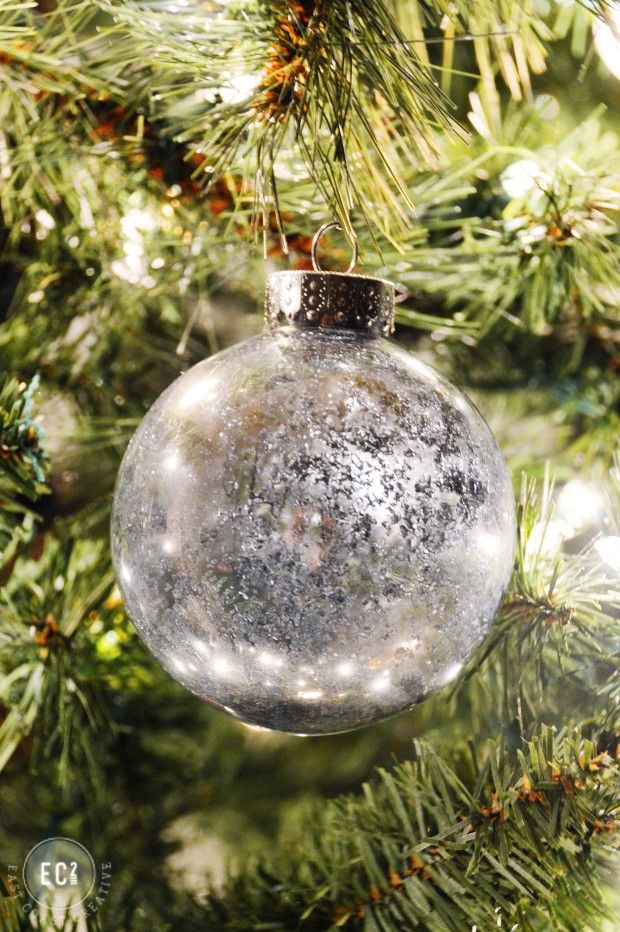 DIY Winter Crystal Mercury Glass Ornament  