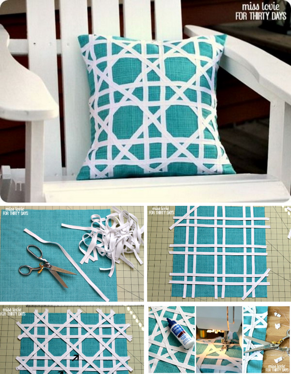 DIY Cane Pattern Outdoor Pillow. 