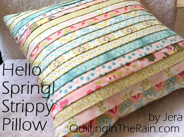 Strippy Pillow Made With Stripes Of Different Fabric 