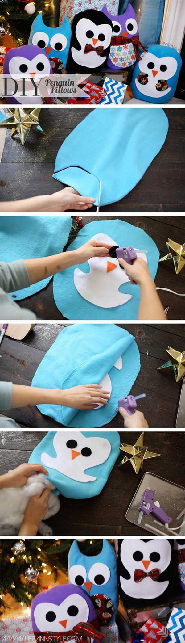 DIY Penguin and Owl Pillows. 