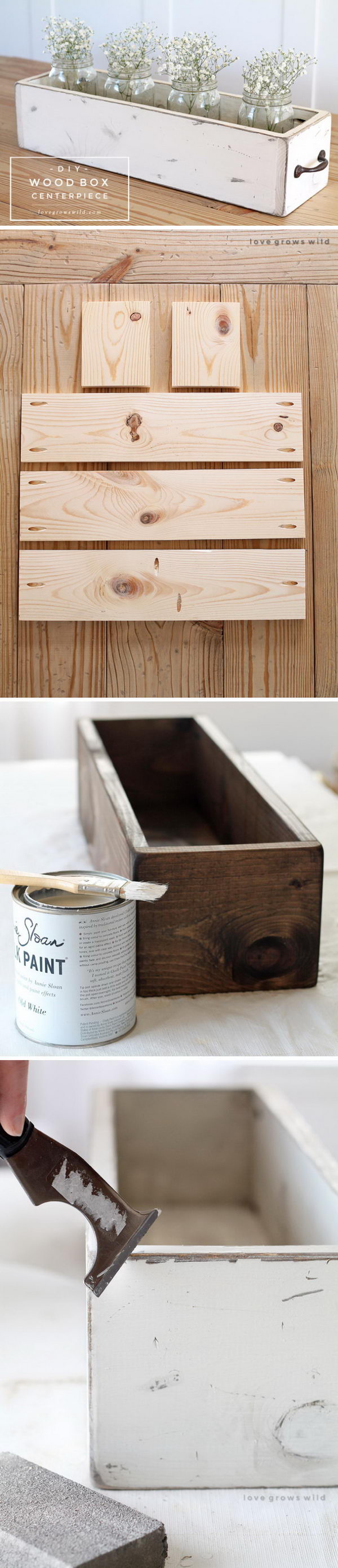 Rustic Wood Box Centerpiece 