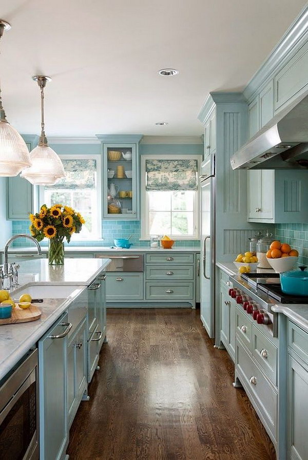 All Pastel Blue Kitchen Design. 