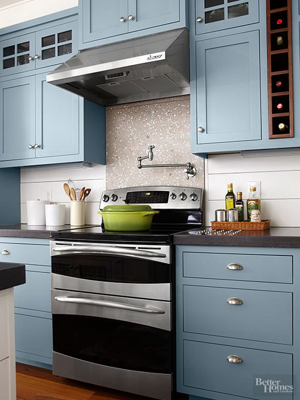 Ocean blue Kitchen Cabinets. 