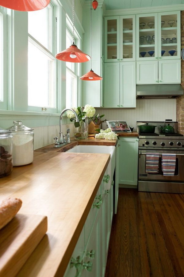 Mint Green Paint for Kitchen Cabinets. 