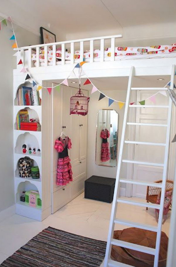 Kids Loft Bed with wardrobe under