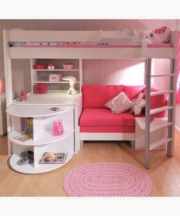 girls room with loft bed