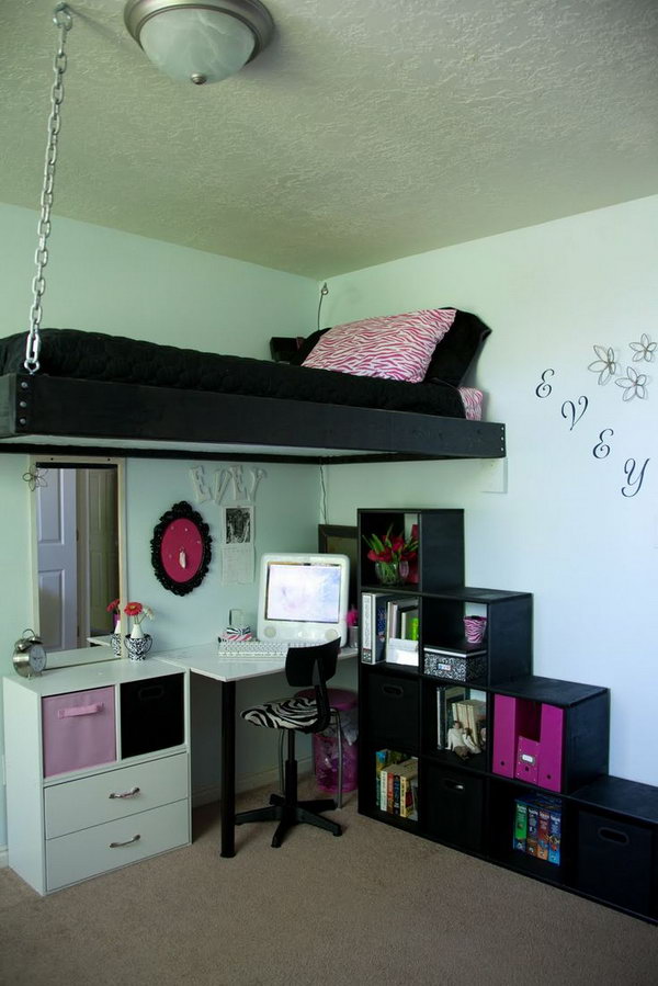 black homemade loft bed