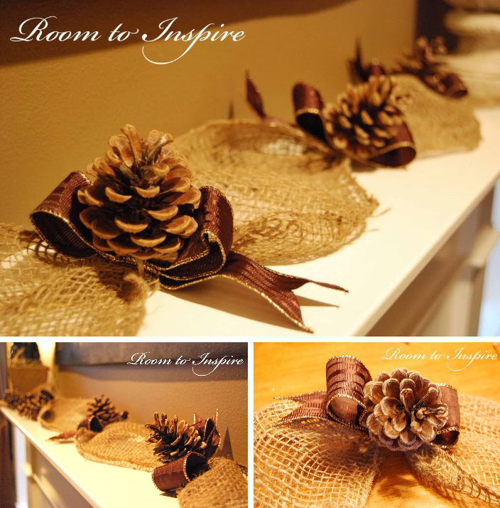 Elegant and Rustic Burlap Pinecone Garland 