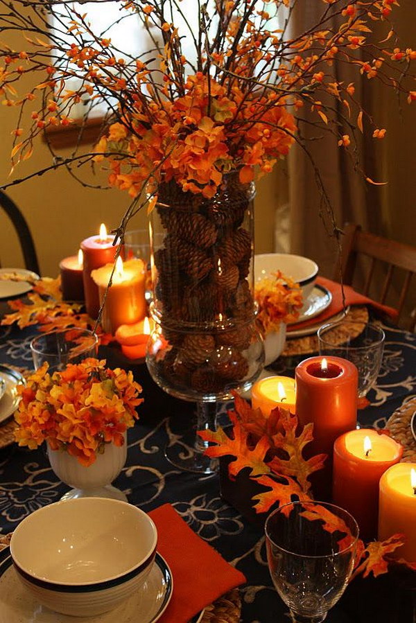 Pinecones in the Vase with Tall Floral 