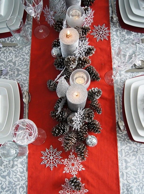 Christmas Table Decorations Using Pinecones  