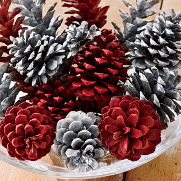 Festive Red Pinecones 