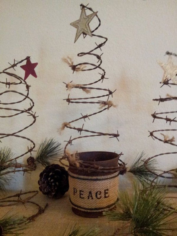 christmas rustic decorations wire tree barbed awesome