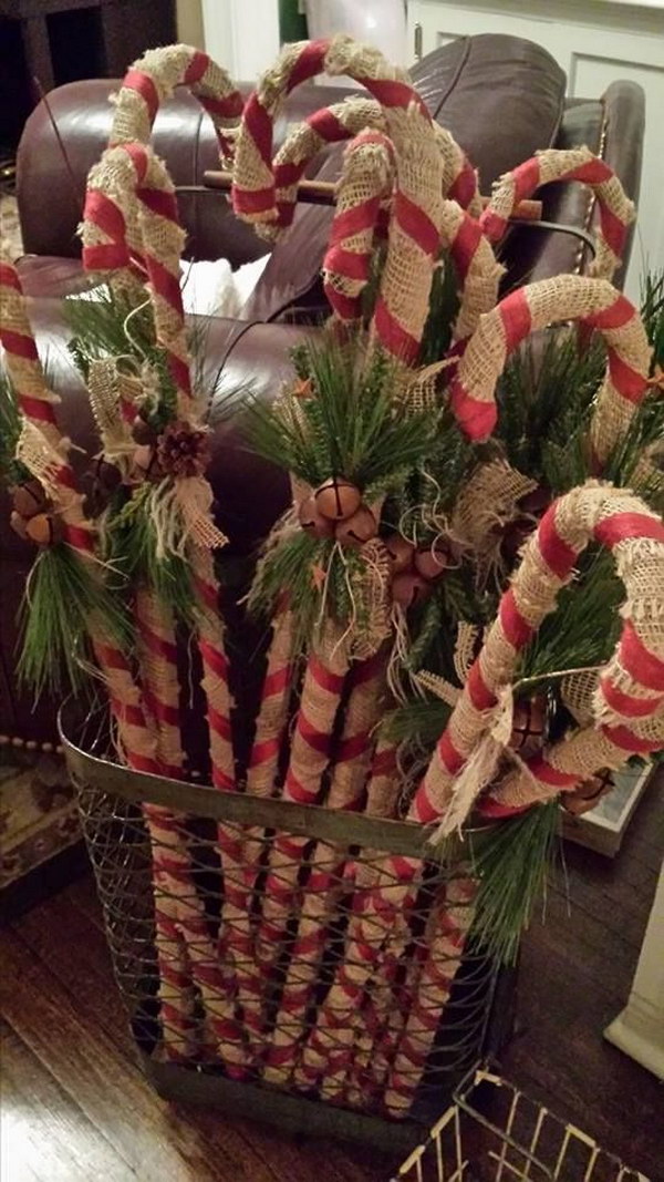Candy Canes Made From Old Wooden Canes. 
