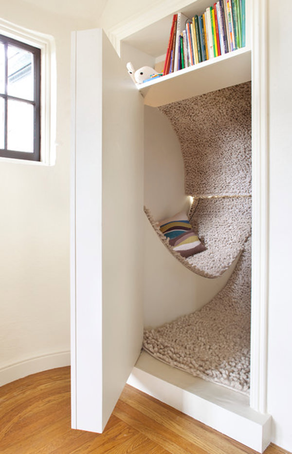 Hidden Reading Nook Covered with A Cozy Carpet 