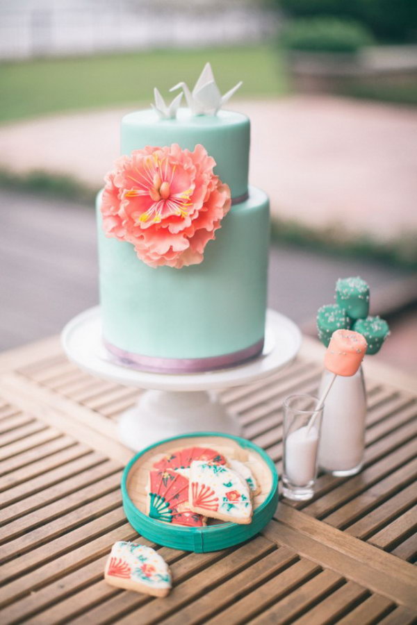 Origami Crane Cake for Summer Baby Shower. 