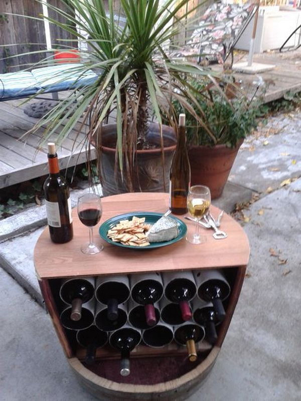 DIY Wine Barrel Wine Rack. 