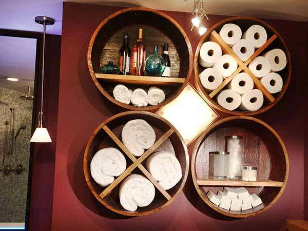 Wine Barrel Bathroom Storage. 