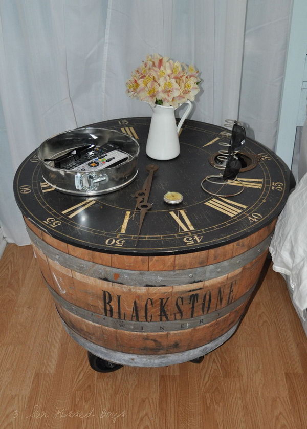 DIY Wine Barrel Nightstand. 