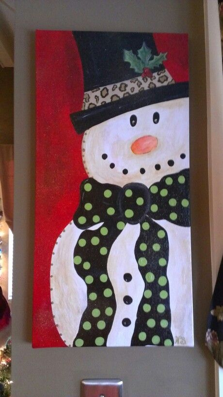 Christmas Snowman Painting. 
