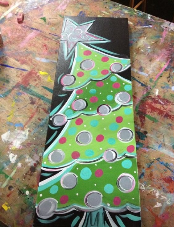 DIY Christmas Tree Painting Idea. 