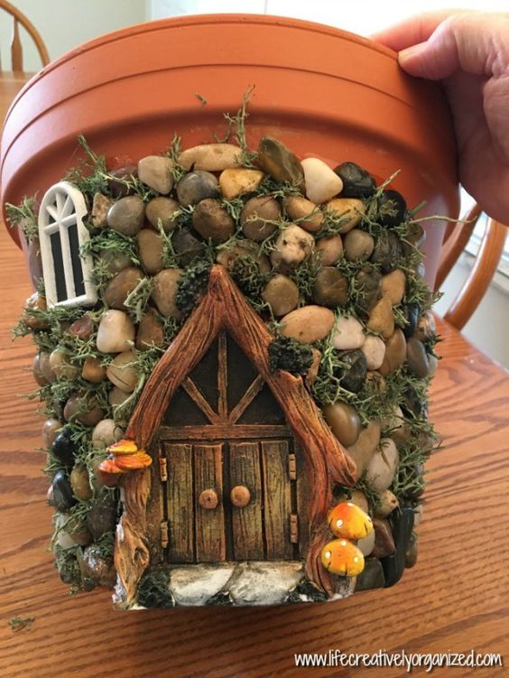 Whimsical DIY Fairy House Planter. 