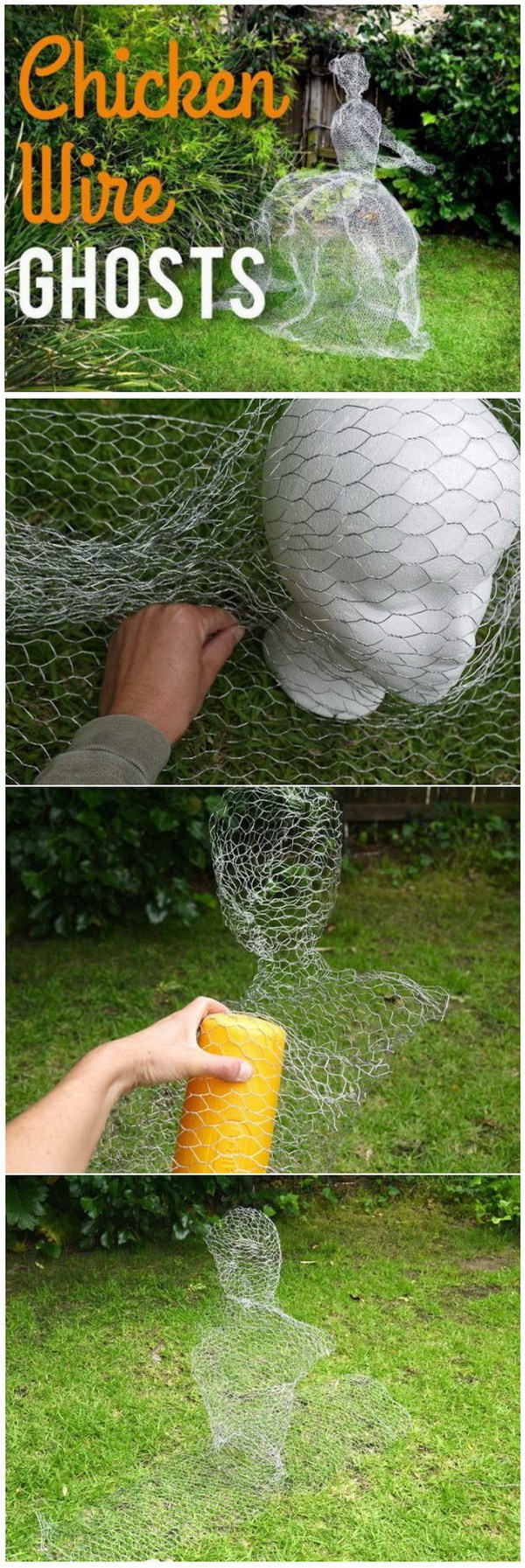 DIY Chicken Wire Ghosts for Halloween