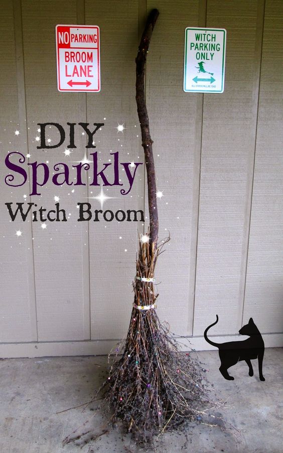 DIY Sparkly Witch Broom. 